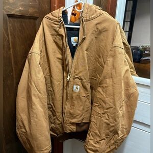Mens 4XL Carhartt Jacket‎ Tan Hooded Jacket Quilted Lining